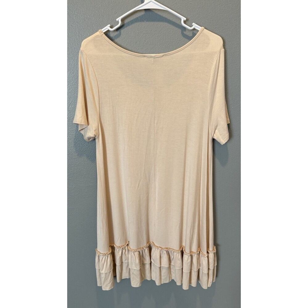 Easel Los Angeles T-Shirt Dress Women's L Blush Tiered Ruffle Jersey Tunic - Picture 3 of 5